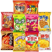 모두가 좋아하는과자10종A세트(매운새우깡+고구마깡+양파깡+바나나킥+꼬깔콘+신짱+죠리퐁+카라멜콘땅콩+콘칲+꽃게랑), 1세트