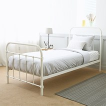 일루일루 말런 싱글 슈퍼싱글 철제침대 2색상, 아이보리(IVORY), 12cm 포켓스프링매트리스(싱글)