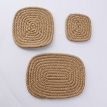 핸드메이드 면실 짜임 사각 컵받침 두꺼운 미끄럼방지 티컵 커피받침 데임방지 단열매트 식기 식탁받침, 카키, 사각11cm