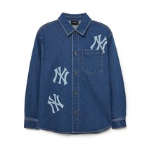 [국내정품]MLB 엠엘비 베이직 멀티 메가로고 데님셔츠 NY Indigo
