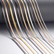 스네이크목걸이 뱀줄목걸이 18k 14k 실버 두줄 목걸이 1조각 너비 2mm/2.5mm/3mm/4mm 스테인레스 스틸 헤링