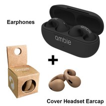 골전도이어폰 (에서 선박 us) Bluetooth 이어폰 :. Plus Size AM-TW0 Sound Earbuds 귀 Bone 컨덕션 Auricu, 05 Black add cover
