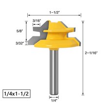 45 도 잠금 마이터 라우터 비트 1/4 6m 생크 목공 장부 밀링 커터 도구 목재 카바이드 합금용 드릴링 1-3 개, 6.35x38.1