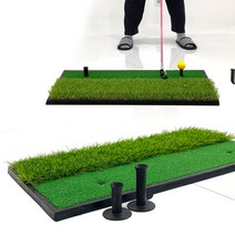 [산꼬] 골프 스윙매트 페어웨이 티샷 러프샷 실내연습용 블랙 고무티 2개포함 용품, 투웨이스윙매트and 연습용스펀지볼