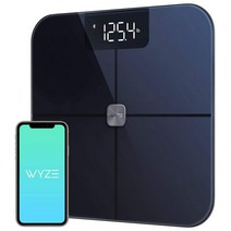 체중을 위한 WYZE 스마트 체중계 BMI를 무선 디지털 욕실 체지방 비율 심박수 모니터 체성분 분석기 앱 블루투스 400파운드 블랙, 와이즈 스케일