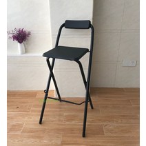 원목 접이식 홈바의자 아일랜드식탁 의자 높은의자 폴딩 체어 우드 스툴 낚시용 캠핑용 카페의자 간이의자 휴대용 의자 철제 원목 체어, 정사각형 앉은키 높이75cm/ 올 블랙