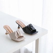 7cm 슬리퍼힐 토오픈 셔링 여름구두 데일리