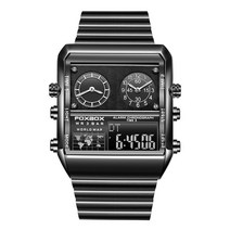 남성 TOP 브랜드 럭셔리 디지털 쿼츠 메탈 시계 스포츠 패션 듀얼 디스플레이 손목 시계