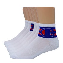 Champion 남성용 더블 드라이 모이스처 위킹 로코 발목 양말 블랙 6켤레 6-12, White With Buckle C (6 Pack)