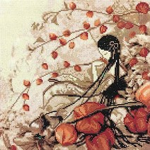 꽈리 꽃 소녀 (패브릭) 보석십자수 40x40, 단품