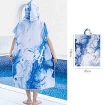 성인후드비치타올 특대형 바다 대형 가운 극세사 비치 타월 잠수복 교체 수영 후드 목욕 서핑 빠른 성인 남성 여성, T01 Blue White_110 X 85 CM