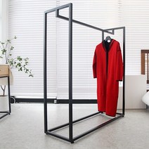 코코디피 달콩 옷가게 사각 파이프 디자인 중앙 옷걸이 행거 맞춤 주문제작, 검정색