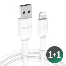 1+1 모디스 아이폰 8핀 고속 충전케이블 2M(애플 에어팟 아이패드 데이터 충전기 케이블), 화이트