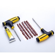 타이어펑크 수리키트 오토바이 타이어 수리 도구 키트 Studding 세트 펑크 플러그 튜브리스 긴급 빠른 블록, 01 black yellow set