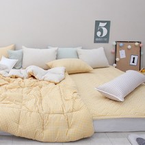 굿몽 고정밴딩 패밀리 침대 패드 (맞춤가능), 스몰체크_옐로우