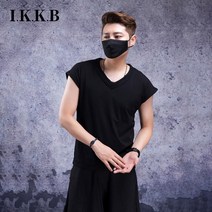 민소매 티셔츠 조끼 남성 슬랙 스 힙 합 V 넥 가 오 리 핏 홍콩 스타일 캐 주 얼 여름 상가 스타일 진 한 컬러 패션 트 렌 드