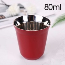 데미타세 데미타세잔 도피오잔 싱글찻잔 호텔커피잔 80ML 에스프레소 머그잔 304 스테인레스 스틸 커피 컵, 04 Red