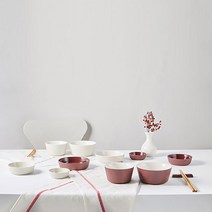 모던그레이 2인 식기세트 14p, 화이트+와인, 모던그레이 2인 14p