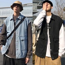 봄신상 데님조끼 청조끼 오버핏 연청자켓 흑청 베스트