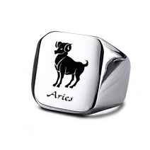 18mm Signet Ring For Men Women The Zodiac 12 Horoscope Constellation Sign Finger B [C00071985]