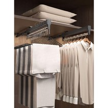 바지걸이 레일 수납 옷장 슬라이딩 행거 철제 카키, C2미러형옷걸이375롱
