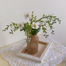 영이오브제 직사각형 손뜨개 테이블매트 2color 도일리 깔개, 가로x세로 (60x40cm), 화이트