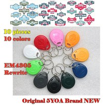 10pcs EM4305 복사 다시 쓰기 쓰기 다시 쓰기 EM ID keyfobs RFID 태그 키 링 카드 125KHZ 근접 토큰 액세스 복제