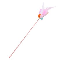 1Pc 고양이 장난감 다채로운 티저 등나무 공 놀이 모양 깃털 재생 스틱 애완 동물 용품, 02 Pink
