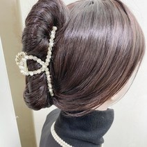 레인걸 메탈 진주 큐빅 꼬임 올림머리 왕 헤어집게핀