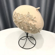 Visrover 레이스와 진주와 겨울 양모 베레모 여성 양모 모자 겨울 가을 봄 모자 단색 품질의 여성 boina