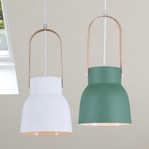 원목 우드 엘이디 스틸 팬던트 조명 8W LED벌브램프 그레린 펜던트 그린 하얀불 우드조명 디자이너 우드등, 단품