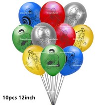 생일 파티 장식 꾸미기 스파이더맨 헐크 아이언맨 히어로 배너 케이크 토퍼 풍선 세트, 12.10pcs Latex Balloons1