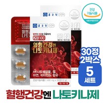 혈행건강 나토키나제 낫토 혈액흐름 원할 혈소판 응집 억제 도움 종근당 건강기능식품, (30정 2박스) x 5세트