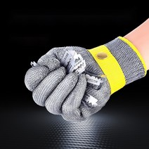 철사 장갑 절단 방지 다섯 손가락 손보호 안전장갑, M(중형)-잠금장치