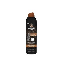 호주 금 인스턴트 브론저 SPF 15가 포함된 골드 연속 스프레이 선스크린 빛나고 빠르게 건조됨 넓은 스펙트럼 방수 기름기 없음 옥시벤존 잔인함 6온스, SPF 15, Bronzer - New