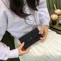 코바늘DIY 카드지갑 에어팟백뜨기 미니 체인백 핸드폰가방만들기 패키지 2COLOR, 100cm, 블랙(핸드폰용 2볼구성)