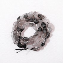 [5480-14]원석 못난이옥 약6x8mm 천연석 블랙침수정 반줄(약19cm)