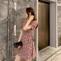 코지23 / 20대 여름 청순한 데일리 데이트룩 플라워 미디원피스
