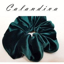 [Calandiva] 빅사이즈 다크그린 벨벳 포니테일 곱창 헤어끈