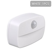 LED 야간 조명 무선 PIR 모션 센서 램프 동작 감지기 통로 복도 계단 벽 침실 침대 옆, White 1PCS, CHINA