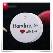 원형 화이트 핸드메이드라벨 종이텍 100p 텍종이