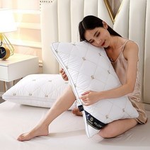 조선호텔베개 마이크로화이바 호텔 침대 및 아침 식사 코어 베개 머리 가정 학생 기숙사 침구 낮은, Classic White Embro+High pillo, Classic White Embro+High pillo