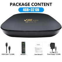 안드로이드셋탑 안드로이드tv 박스 tv셋톱박스 V88 미니 스마트 TV 박스 안드로이드 12 Allwinner H3 쿼드, 01 4GB 32GB_02 Eu 플러그