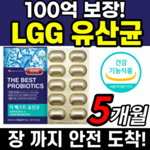 식약처 식약청 인정 인증 lgg 유산균 캡슐 100억 보장 엘지지 엘쥐지 신바이틱스 프로바이오 스틱 딕스 패밀리 키즈 온 가족 락토바실러스 람노서스 가세리 카제인 루테리 알약케이스, 5개월 분(63,110원 절감), 500mlX30캡슐
