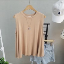 상상그이상 여성용 차르르 A라인 민소매 훌 플레어 나시 티셔츠 여름 슬리브리스 쿨링나시