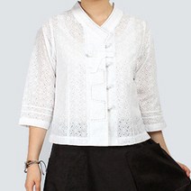 다흰1320 펀칭 저고리 흰색 아사면 생활한복 개량