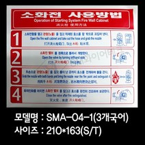 소화전사용방법 스티커 소화전사용설명표지 SMA-04-1 (3개국어사용)