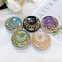 문크리스탈 레진 골드 펄 초승달 별 핑거 그립 스마트톡 톡 홀더, 퍼플