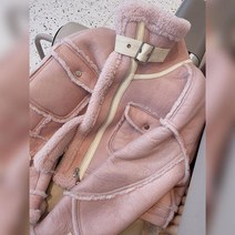 핑크 무스탕 자켓 스웨이드 오버사이즈 루즈핏 가을 겨울 기모 두꺼운 라이더 퍼 숏 양털 여성