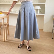 퍼니걸스 6243 뒷밴딩 무지 핀턱 플레어 주름 롱 스커트 여성의류